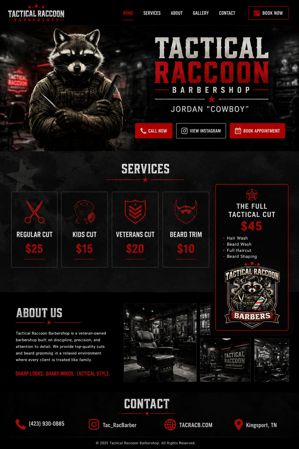 Tactical Raccoon Barbershop Website